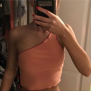 Urban outfitters orange one shoulder crop top